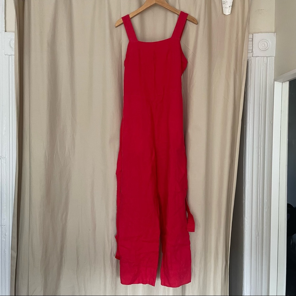 Everlane red linen jumpsuit